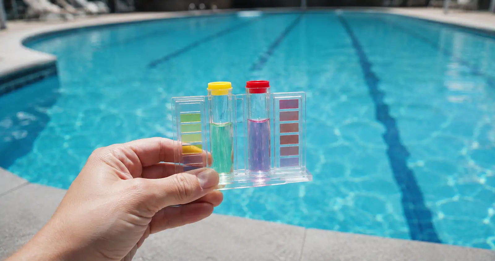 Medição de cloro e pH em piscina de uso coletivo