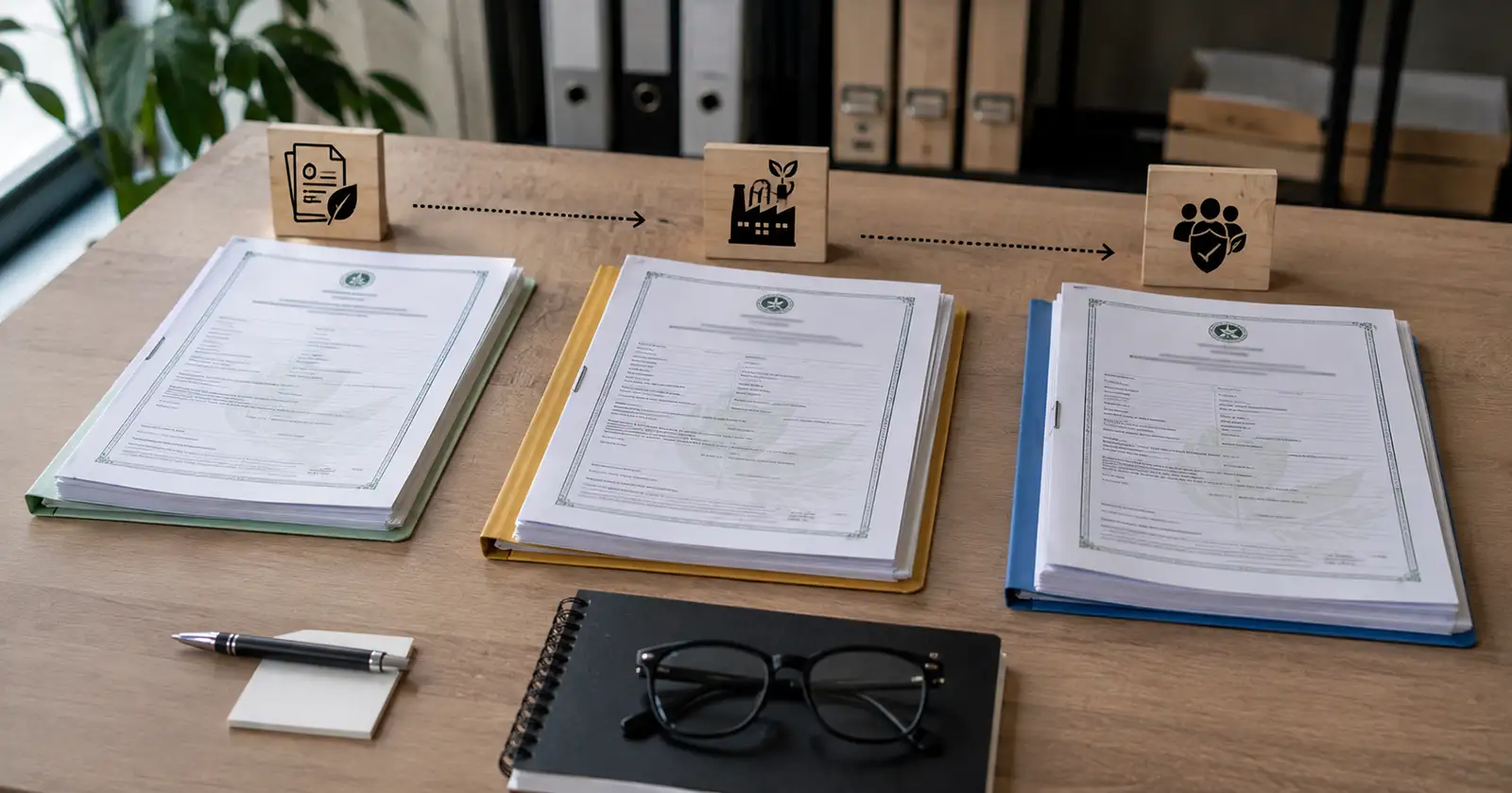 Documentos de licenciamento ambiental sobre mesa de trabalho